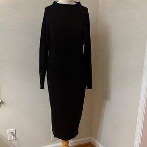 Frank & Eileen Elegant Black Izzie Long-Sleeve Sweatshirt  Midi Dress S